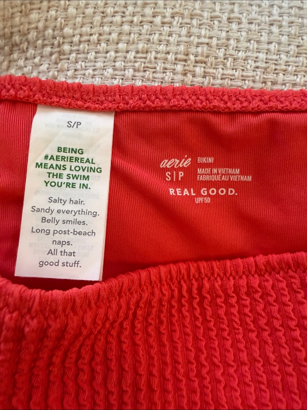 Sea Level/Aerie Red Two-Piece Bikini Set - Textured aerie Bottoms S Sz 6 SL Top - Picture 2 of 11